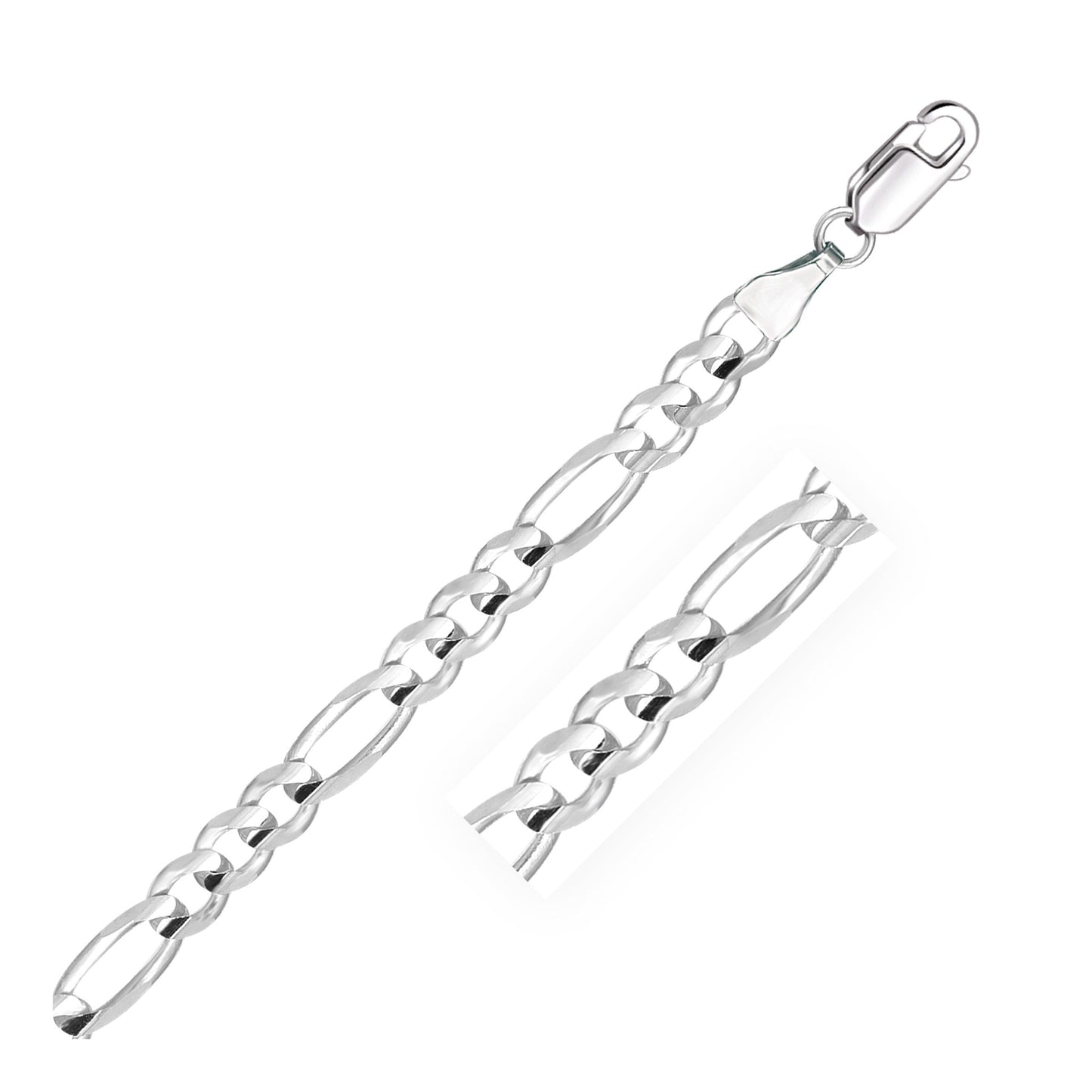 6.0mm 14k White Gold Solid Figaro Bracelet Bids.com