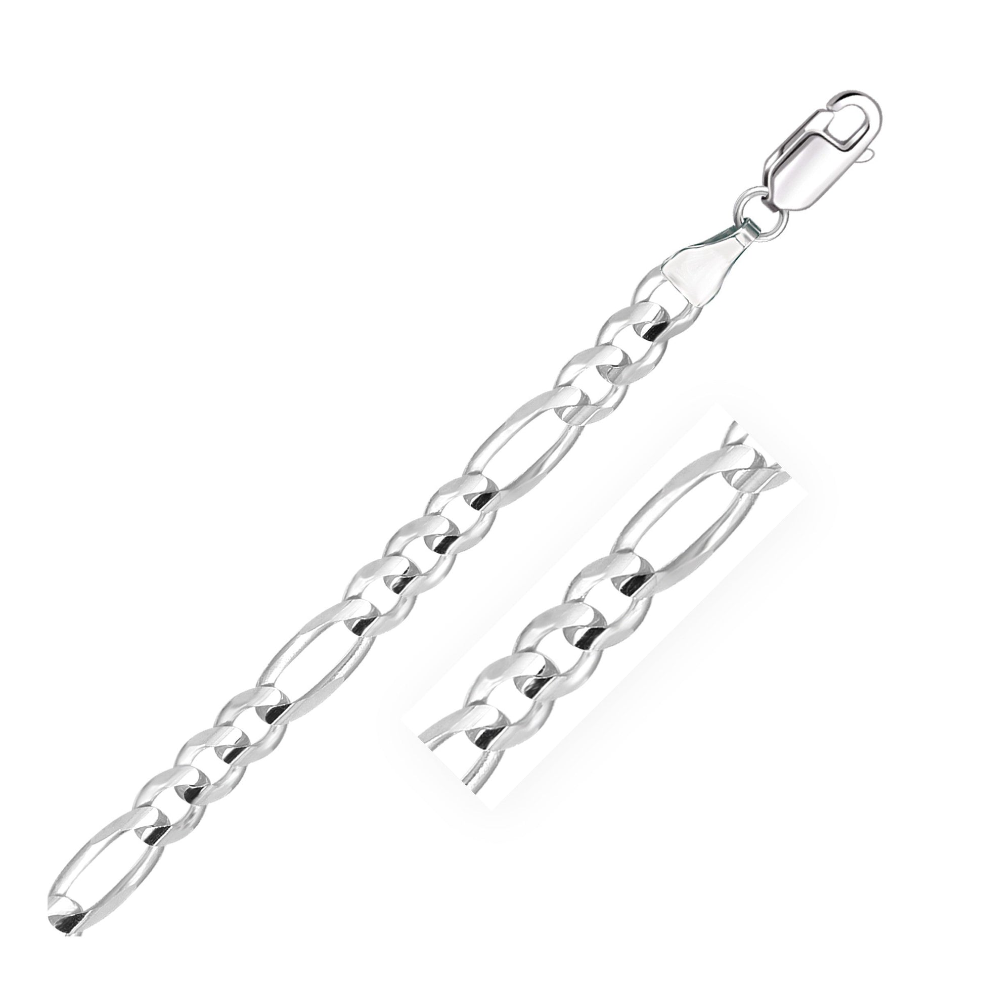 6.0mm 14k White Gold Solid Figaro Bracelet Bids.com