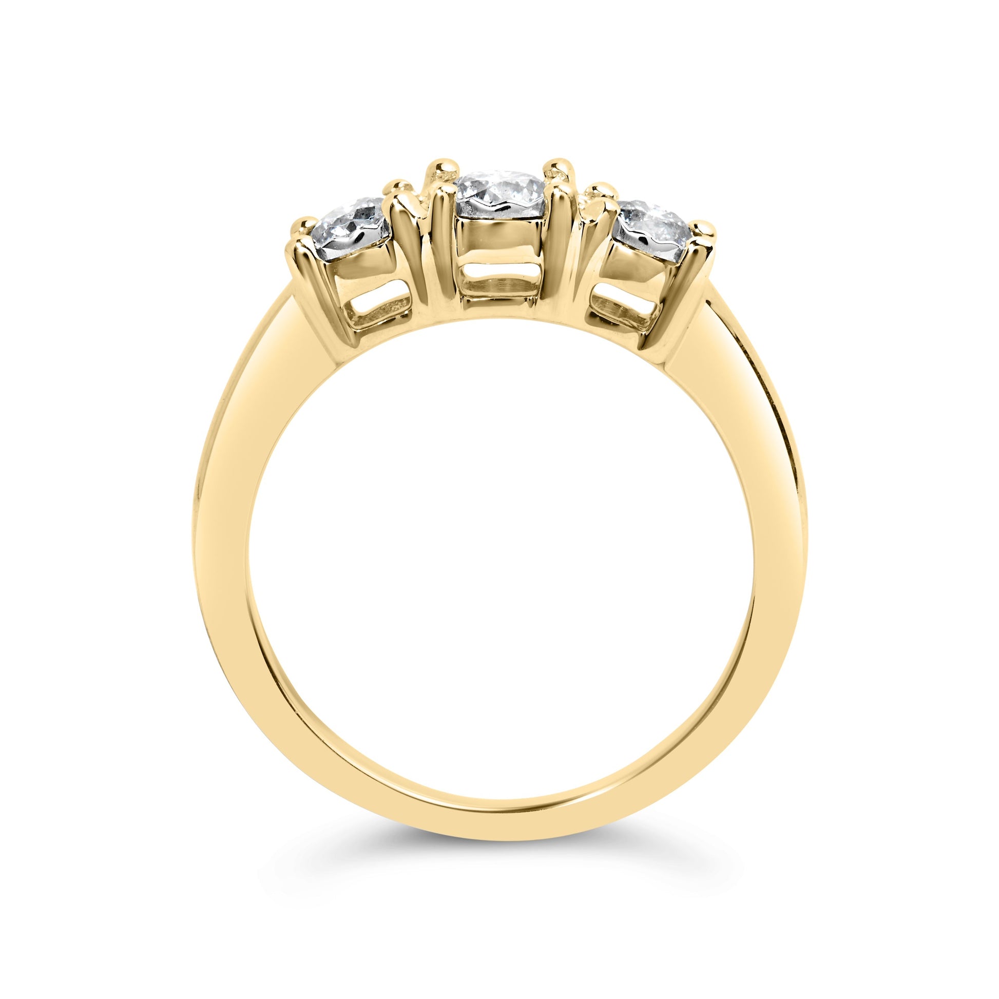 10K Yellow Gold 1/2 Cttw Miracle Set Round Diamond Three Stone Illusion Plate Ring (I-J Color, I2-I3 Clarity) - Size 7 Bids.com