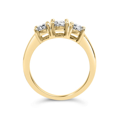 10K Yellow Gold 1/2 Cttw Miracle Set Round Diamond Three Stone Illusion Plate Ring (I-J Color, I2-I3 Clarity) - Size 7 Bids.com