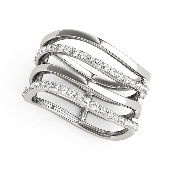 14k White Gold Multiple Band Design Ring with Diamonds (3/8 cttw) Bids.com