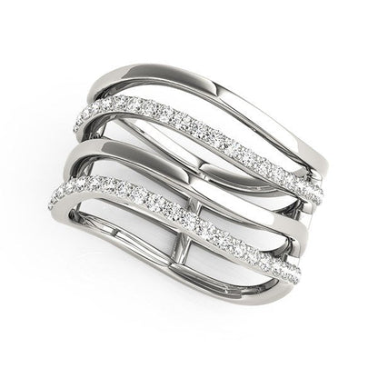14k White Gold Multiple Band Design Ring with Diamonds (3/8 cttw) Bids.com