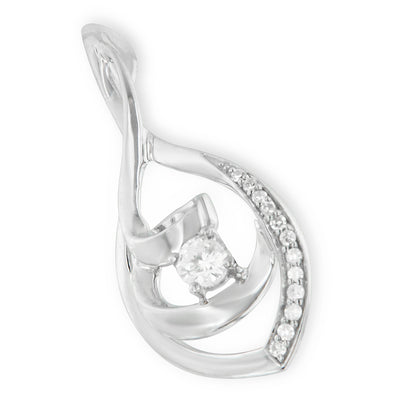 10K White Gold 1/4 Cttw Brilliant-Cut Round Diamond Spiral Link 18" Pendant Necklace (I-J Color, I2-I3 Clarity) Bids.com