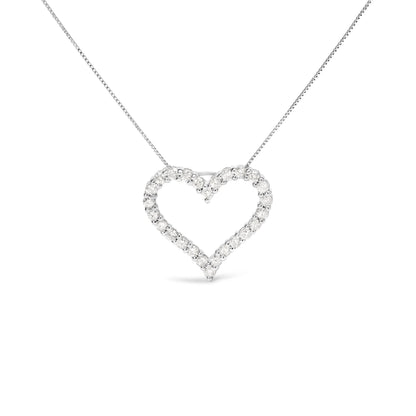 .925 Sterling Silver 2.0 Cttw Diamond Open Heart 18" Pendant Necklace (I-J Color, I2-I3 Clarity) Bids.com