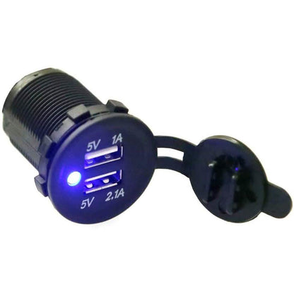 DC 5V 3.1A Dual USB Charger Socket Waterproof Power Outlet with Blue LED DailySale