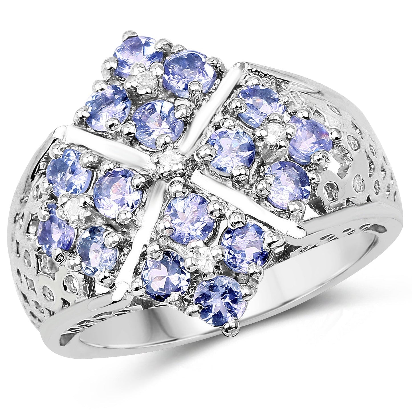 1.65 Carat Genuine Tanzanite and White Topaz .925 Sterling Silver Ring Bids.com