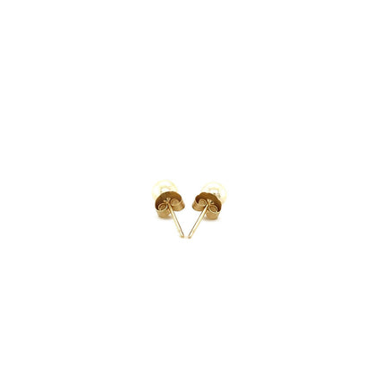 14k Yellow Gold Freshwater Cultured White Pearl Stud Earrings (4.0 mm) Bids.com