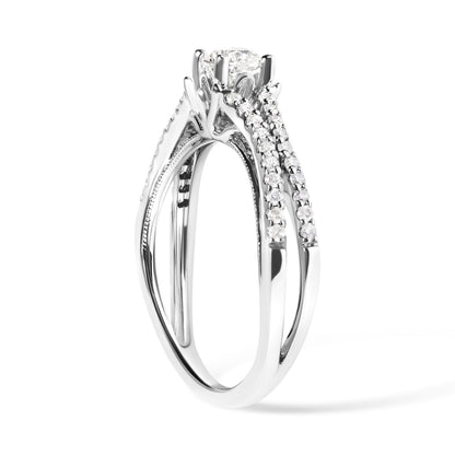 14K White Gold 5/8 Cttw Diamond Split Shank Engagement Ring  (G-H Color, VS2-SI1 Clarity) - Size 7 Bids.com