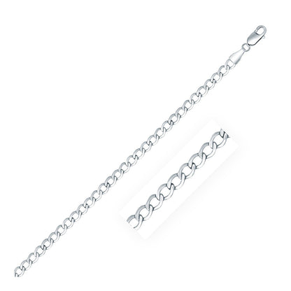 Rhodium Plated 3.7mm Sterling Silver Curb Style Chain Bids.com