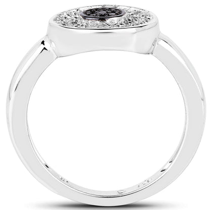 0.20 Carat Genuine Black Diamond and White Diamond .925 Sterling Silver Ring Bids.com