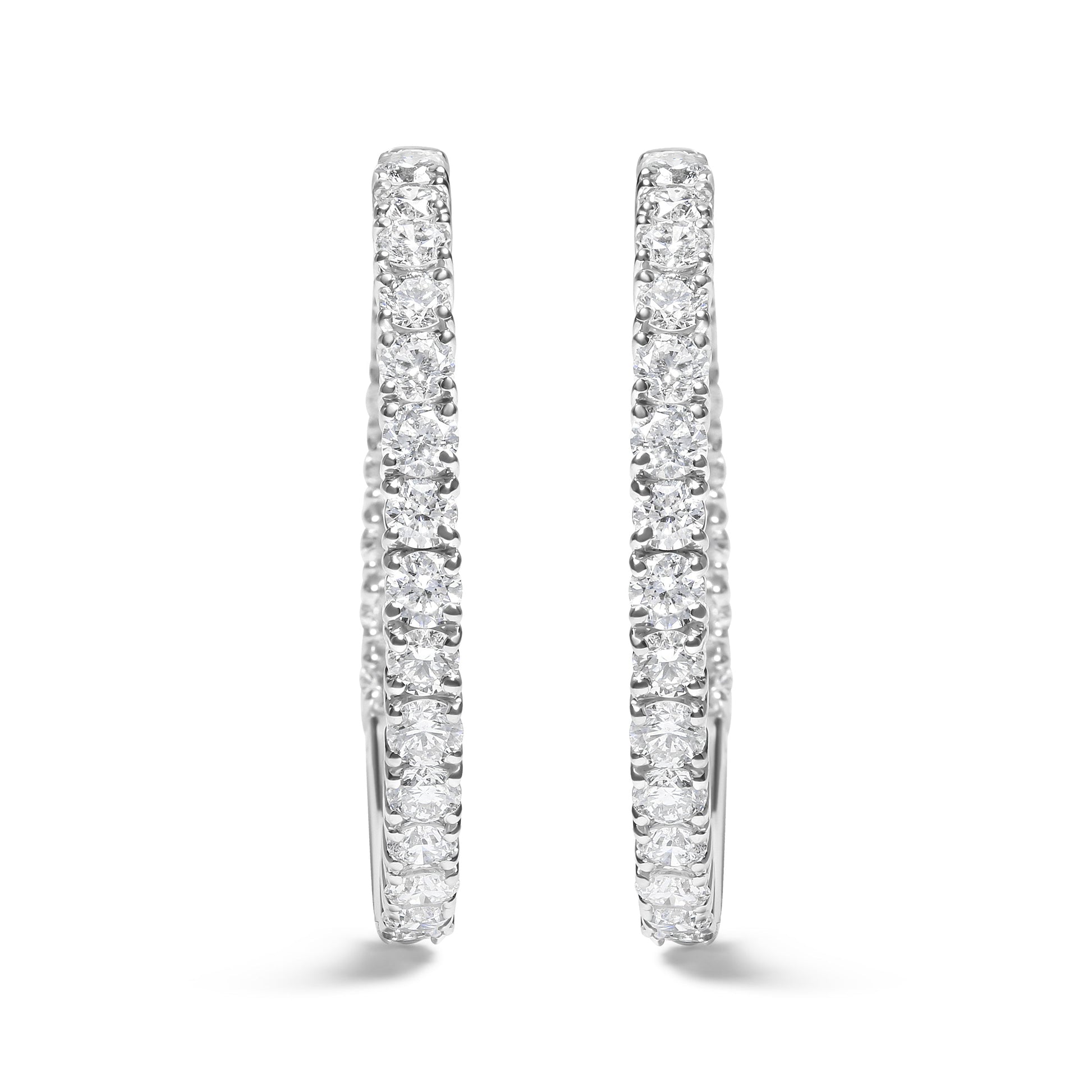 14K White Gold 5.00 Cttw Lab Grown Diamond Inside Out Hoop Earrings (F-G Color, VS1-VS2 Clarity) Bids.com