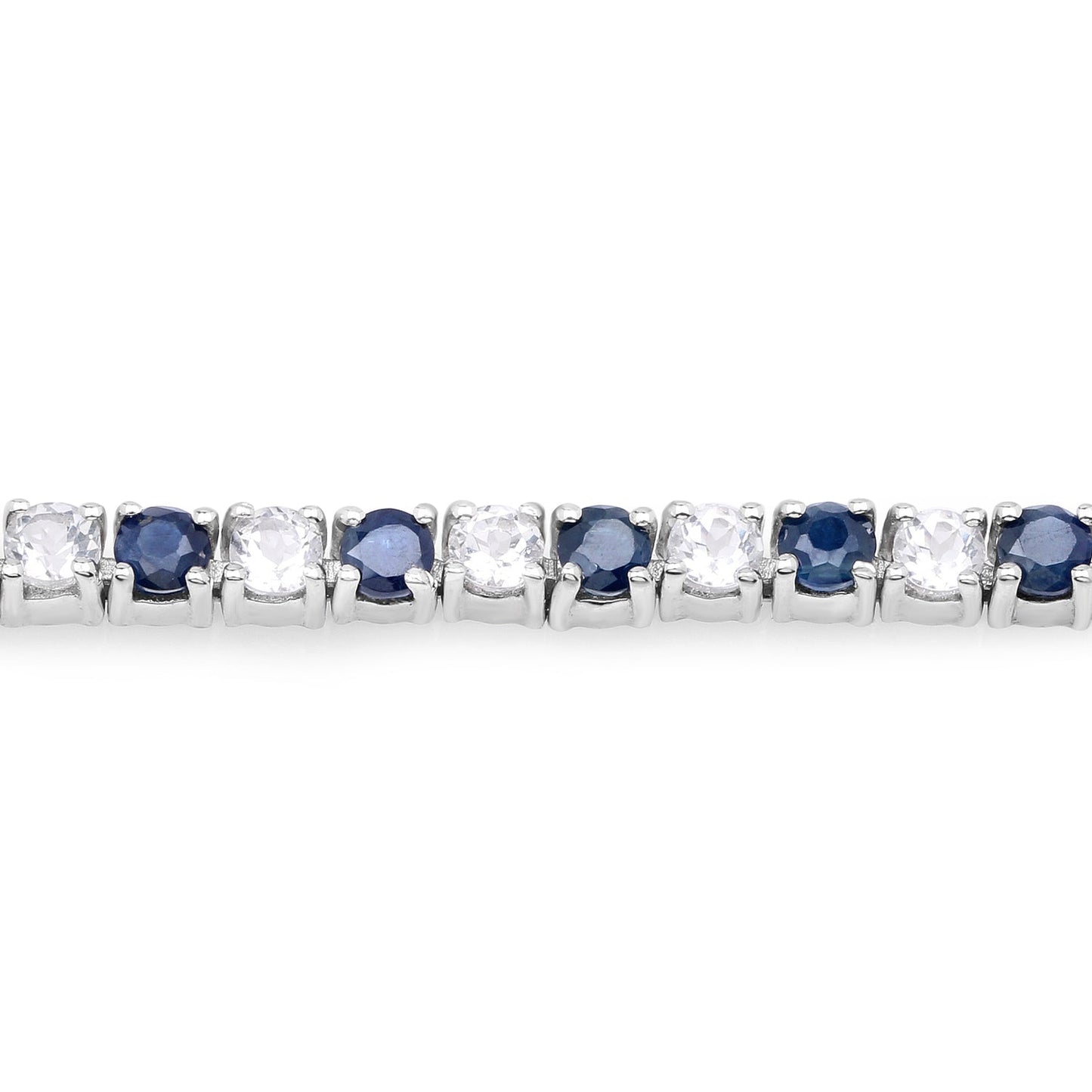 6.87 ct. t.w. Blue Sapphire and White Topaz Bracelet in Sterling Silver Bids.com