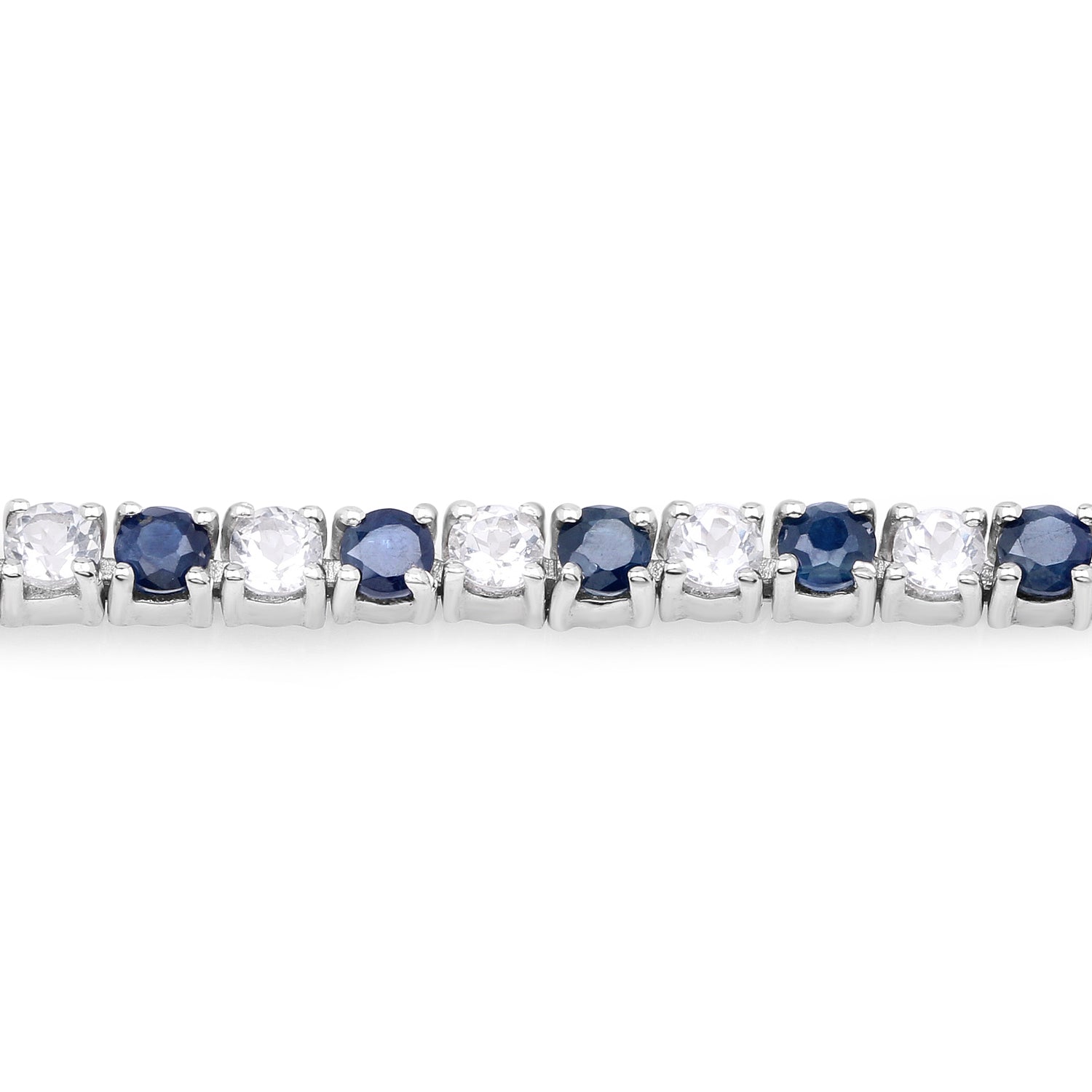 6.87 ct. t.w. Blue Sapphire and White Topaz Bracelet in Sterling Silver Bids.com