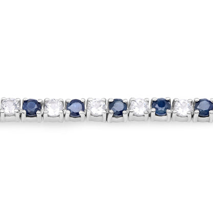 6.87 ct. t.w. Blue Sapphire and White Topaz Bracelet in Sterling Silver Bids.com