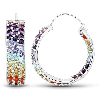 8.79 Carat Genuine Multi Stones .925 Sterling Silver Earrings Bids.com