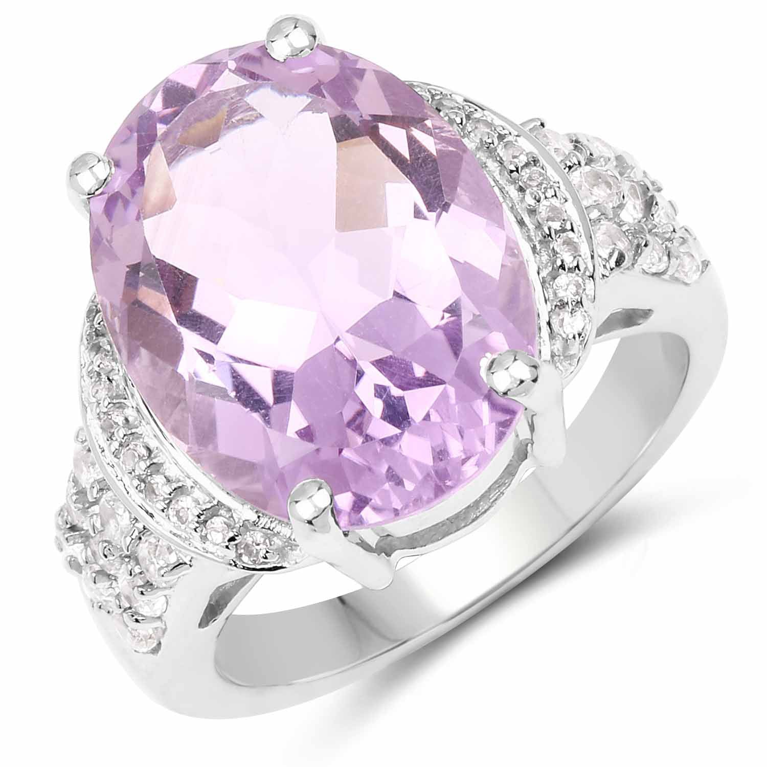8.98 Carat Genuine Amethyst & White Topaz .925 Sterling Silver Ring Bids.com