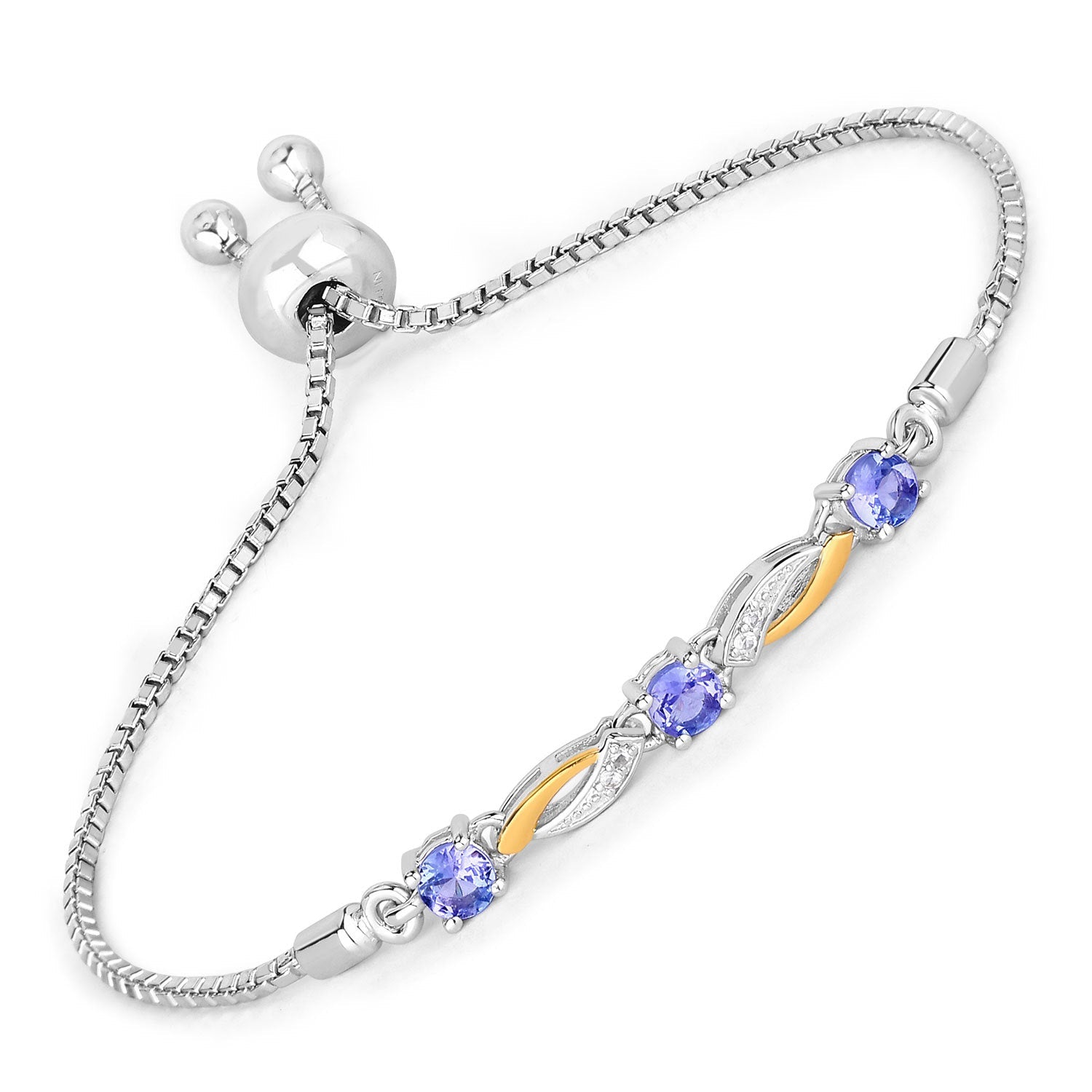 0.77 Carat Genuine Tanzanite and White Sapphire .925 Sterling Silver Bracelet Bids.com