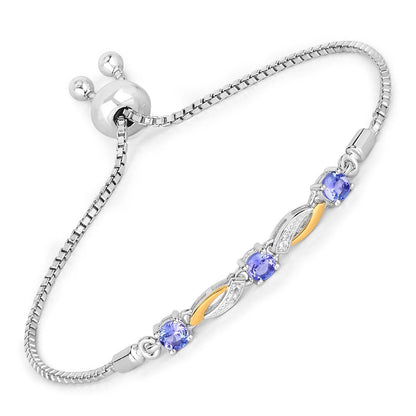 0.77 Carat Genuine Tanzanite and White Sapphire .925 Sterling Silver Bracelet Bids.com