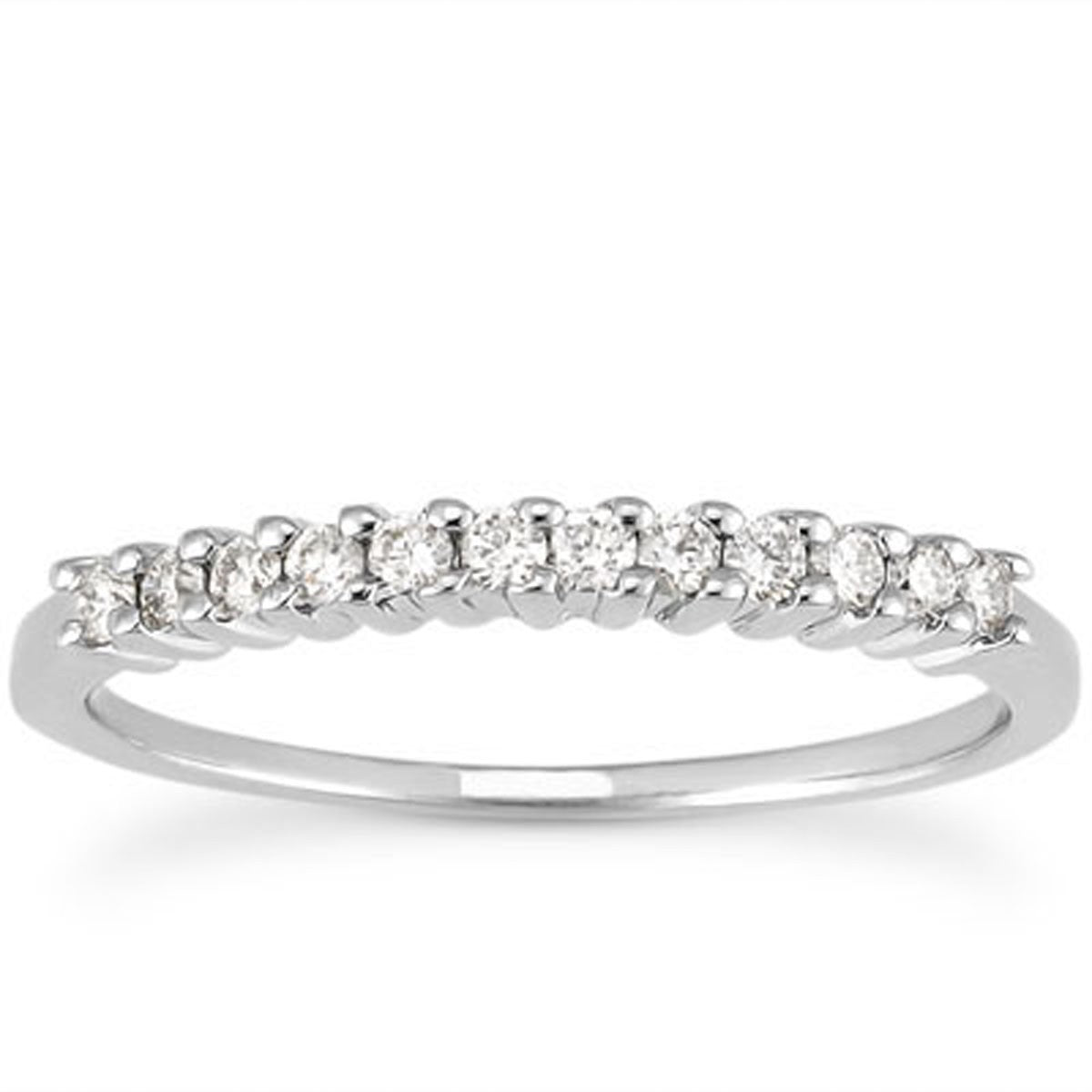 14k White Gold Raised Shared Prong Diamond Wedding Ring Band Bids.com