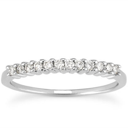 14k White Gold Raised Shared Prong Diamond Wedding Ring Band Bids.com