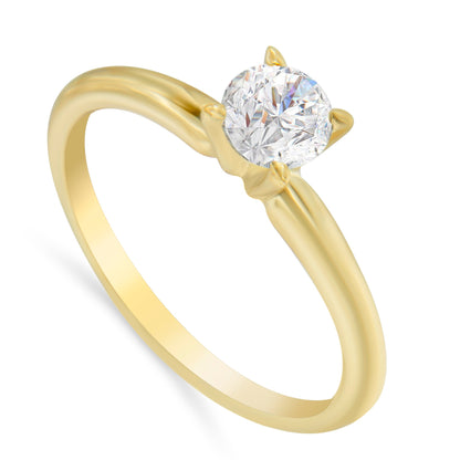 GIA Certified 14K Yellow Gold 1/2 Cttw Diamond Solitaire Engagement Ring (H Color, SI1 Clarity) - Size 6 Bids.com
