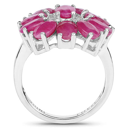 5.83 Carat Genuine Ruby and White Zircon .925 Sterling Silver Ring Bids.com
