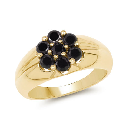 14K Yellow Gold Plated 0.91 Carat Genuine Black Diamond .925 Sterling Silver Ring Bids.com