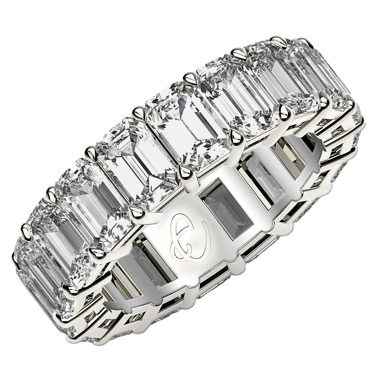 Emerald Cut Lab Grown Diamond Eternity Ring in 14k White Gold (8 cttw FG/VS2) Bids.com