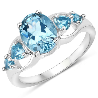 3.37 Carat Genuine Swiss Blue Topaz .925 Sterling Silver Ring Bids.com