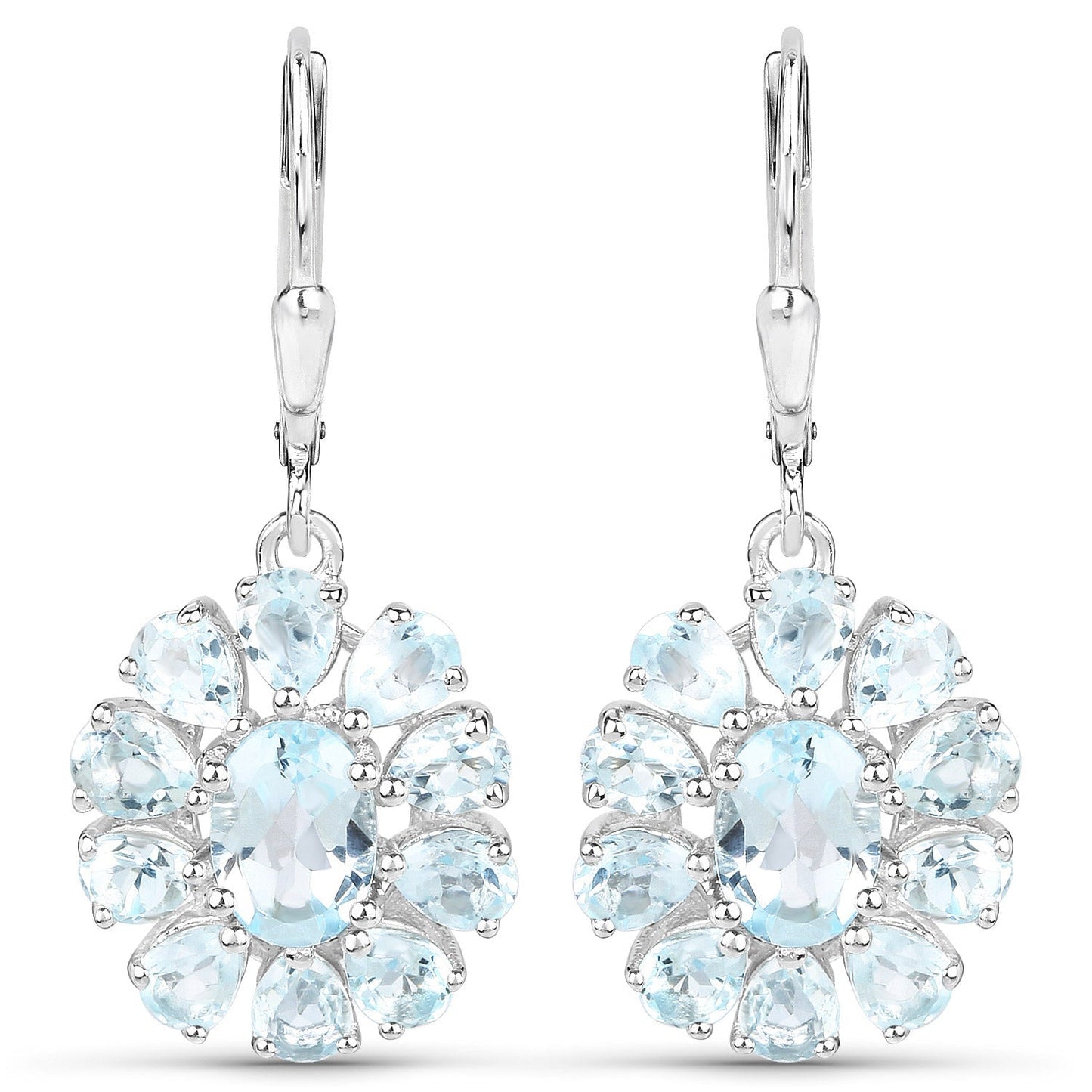 14.02 Carat Genuine Blue Topaz and White Topaz .925 Sterling Silver 3 Piece Jewelry Set (Ring, Earrings, and Pendant w/ Chain) Bids.com