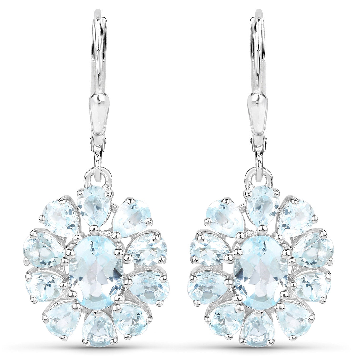 14.02 Carat Genuine Blue Topaz and White Topaz .925 Sterling Silver 3 Piece Jewelry Set (Ring, Earrings, and Pendant w/ Chain) Bids.com