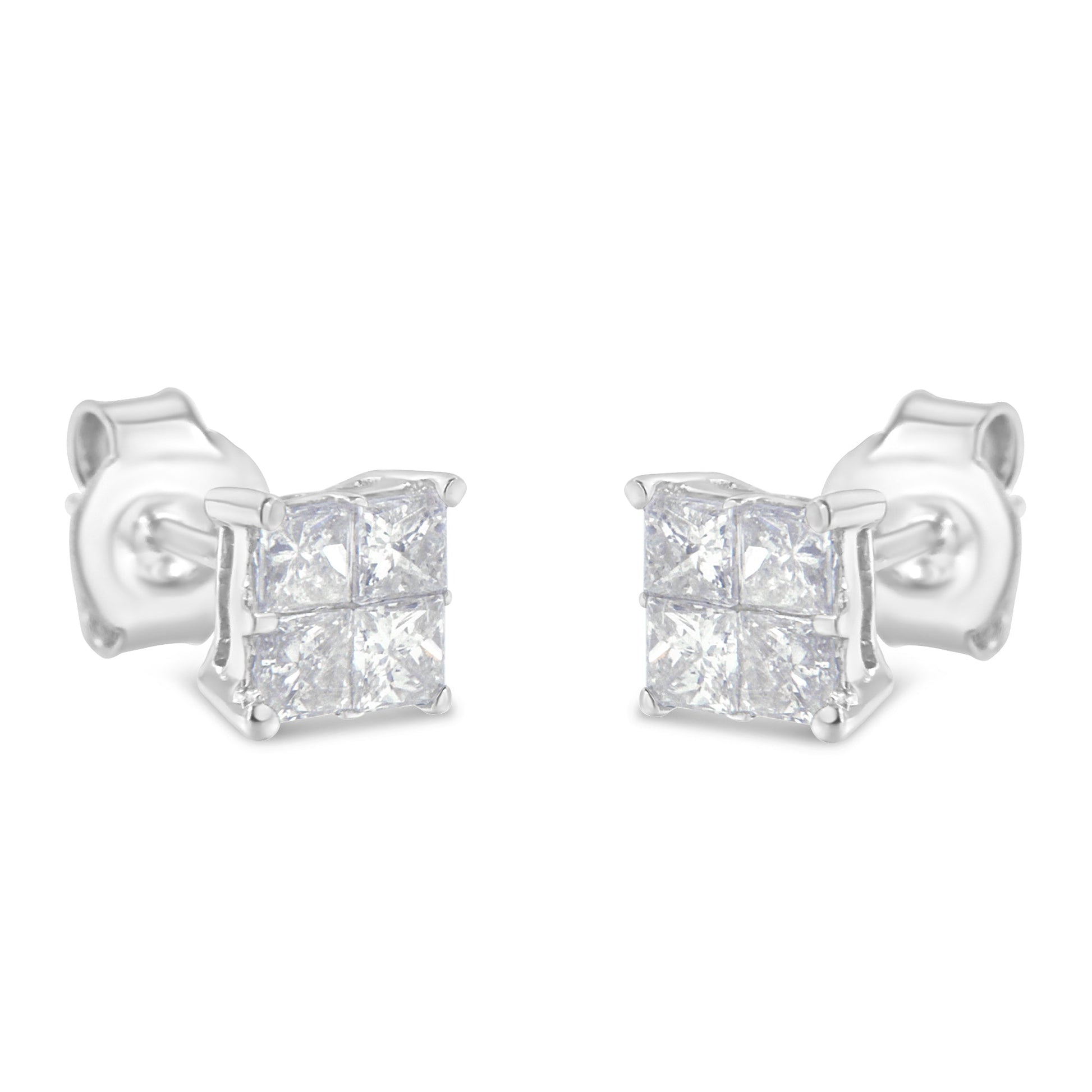 10K White Gold Diamond Stud Earrings (3/4 cttw, H-I Color, SI2-I1 Clarity) Bids.com