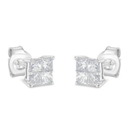 10K White Gold Diamond Stud Earrings (3/4 cttw, H-I Color, SI2-I1 Clarity) Bids.com