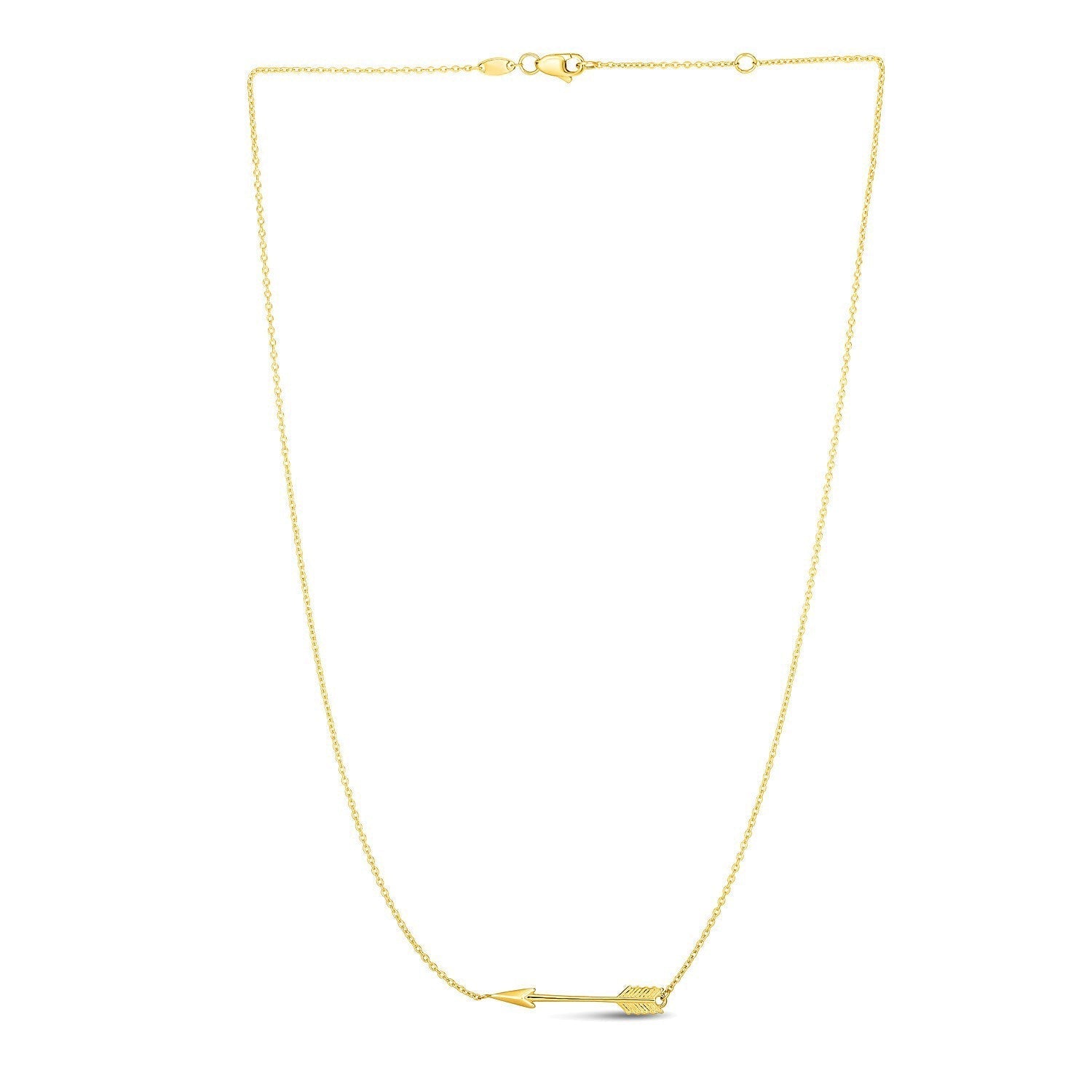 14k Yellow Gold Chain Necklace with Horizontal Arrow Pendant Bids.com