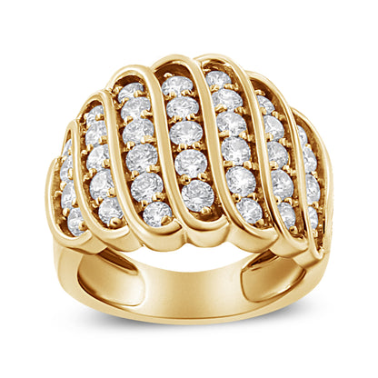14K Yellow Gold Plated .925 Sterling Silver 2.00 Cttw Diamond Multi Row Band Ring (J-K Color, I1-I2 Clarity) - Ring Size 7 Bids.com
