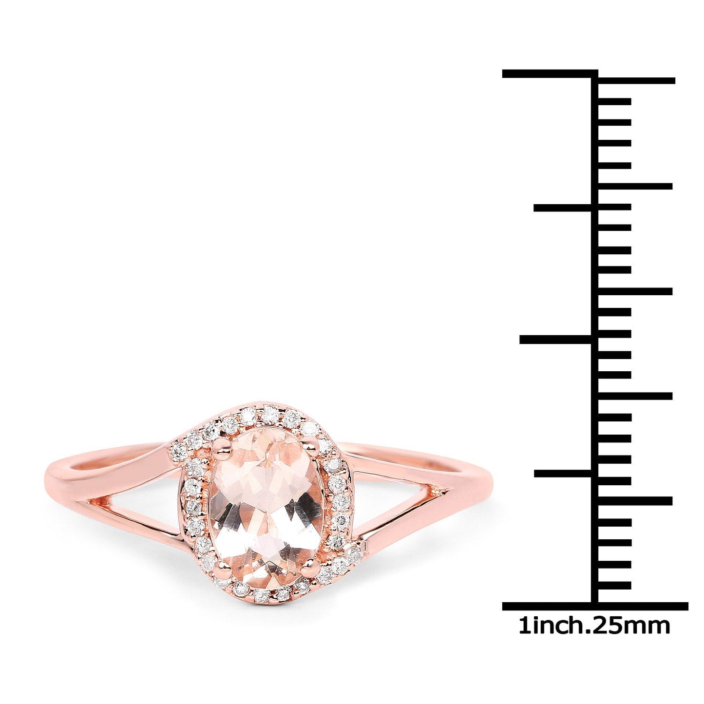 0.78 Carat Genuine Morganite and White Diamond 14K Rose Gold Ring Bids.com