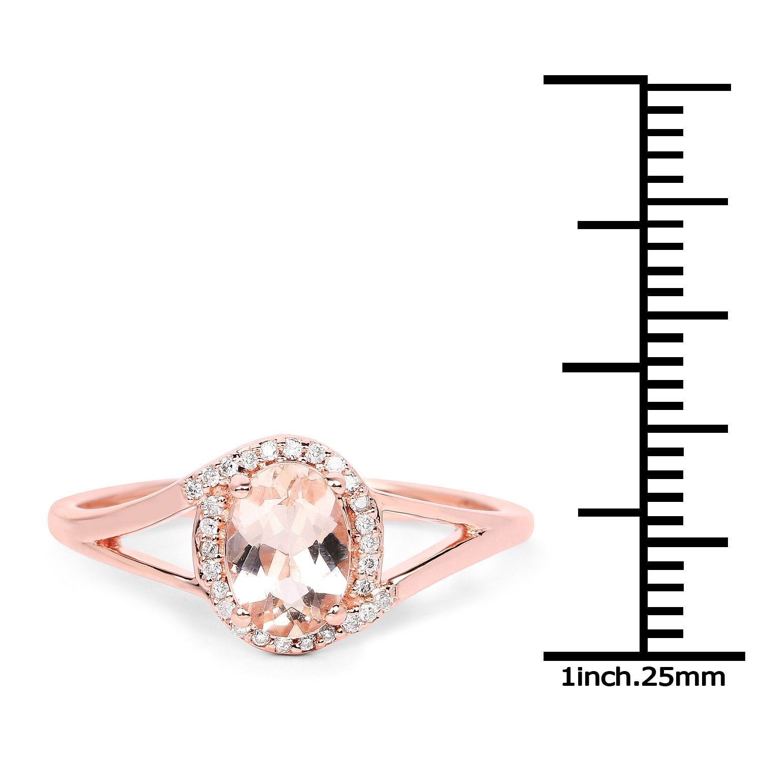 0.78 Carat Genuine Morganite and White Diamond 14K Rose Gold Ring Bids.com