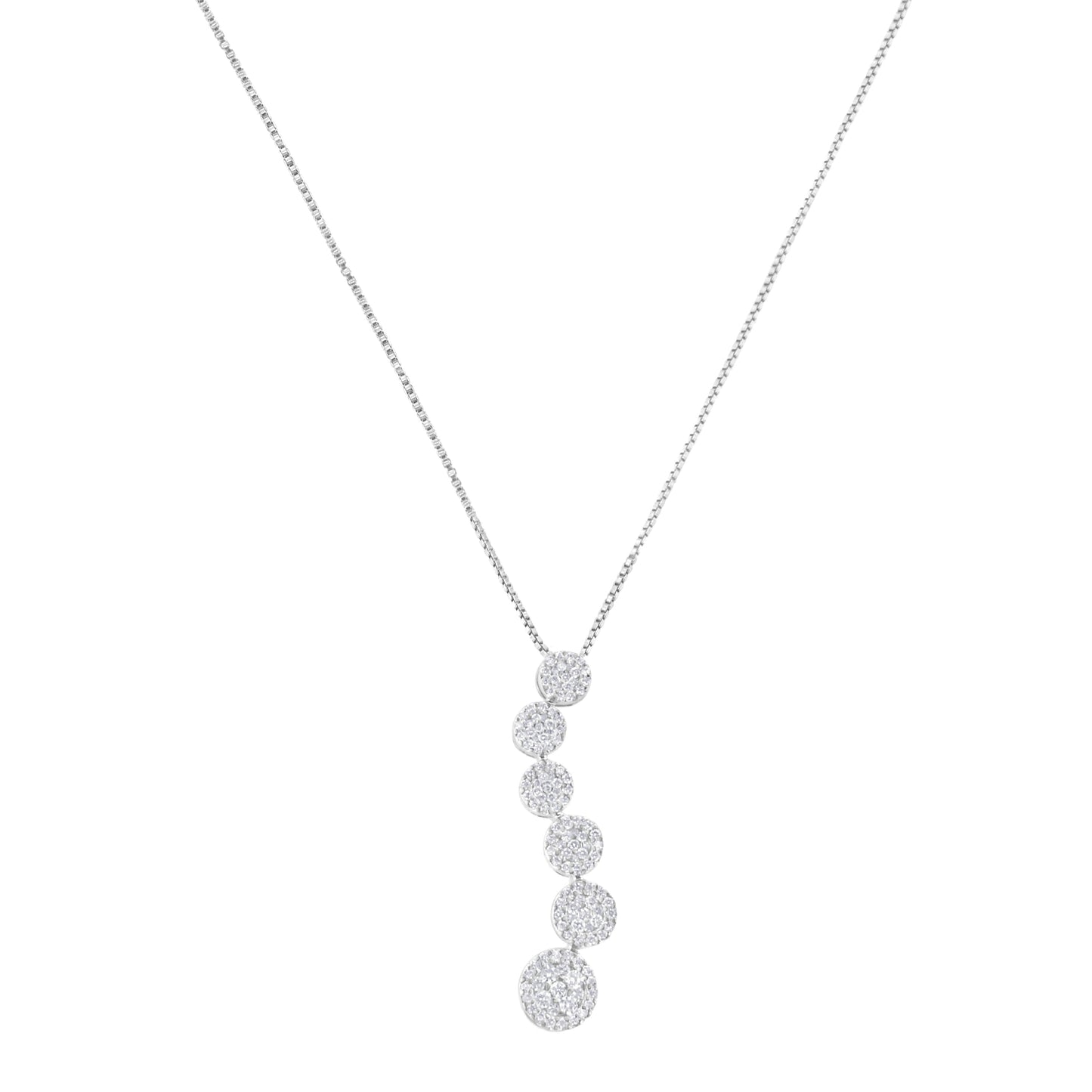 14K White Gold 1 cttw Diamond Cluster Journey Pendant Necklace (H-I, I1-I2) Bids.com