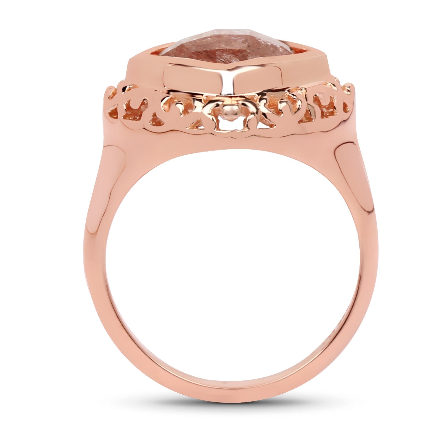 14K Rose Gold Plated 3.25 Carat Genuine Pink Rutile .925 Sterling Silver Ring Bids.com