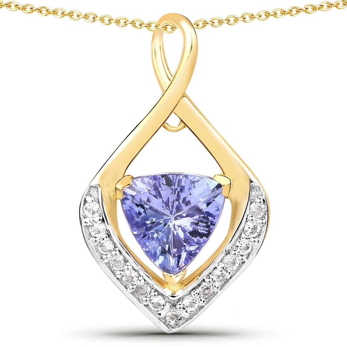 0.96 Carat Genuine Tanzanite and White Topaz .925 Sterling Silver Pendant Bids.com