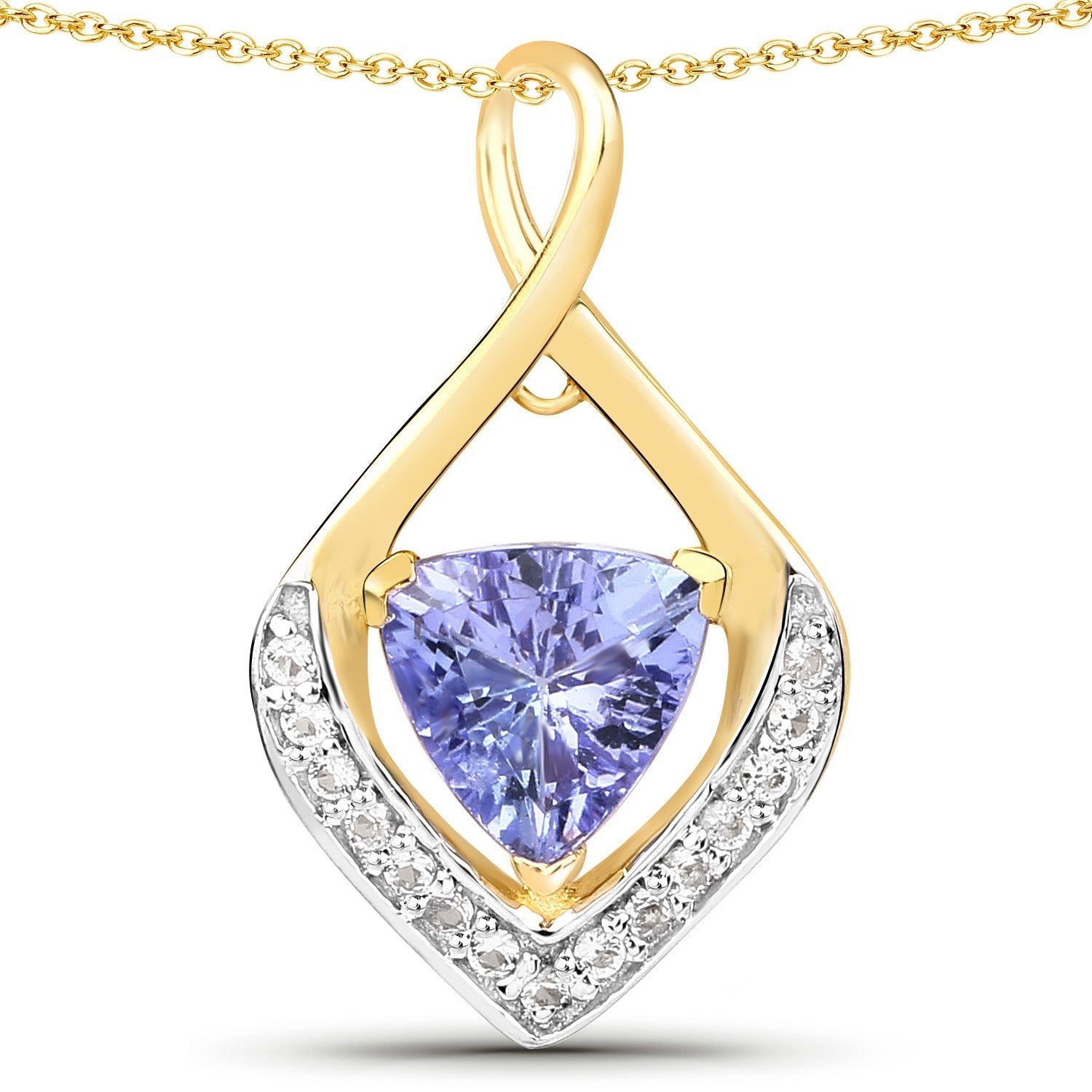 0.96 Carat Genuine Tanzanite and White Topaz .925 Sterling Silver Pendant Bids.com