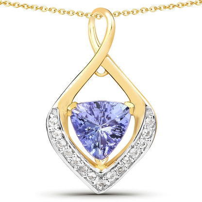 0.96 Carat Genuine Tanzanite and White Topaz .925 Sterling Silver Pendant Bids.com