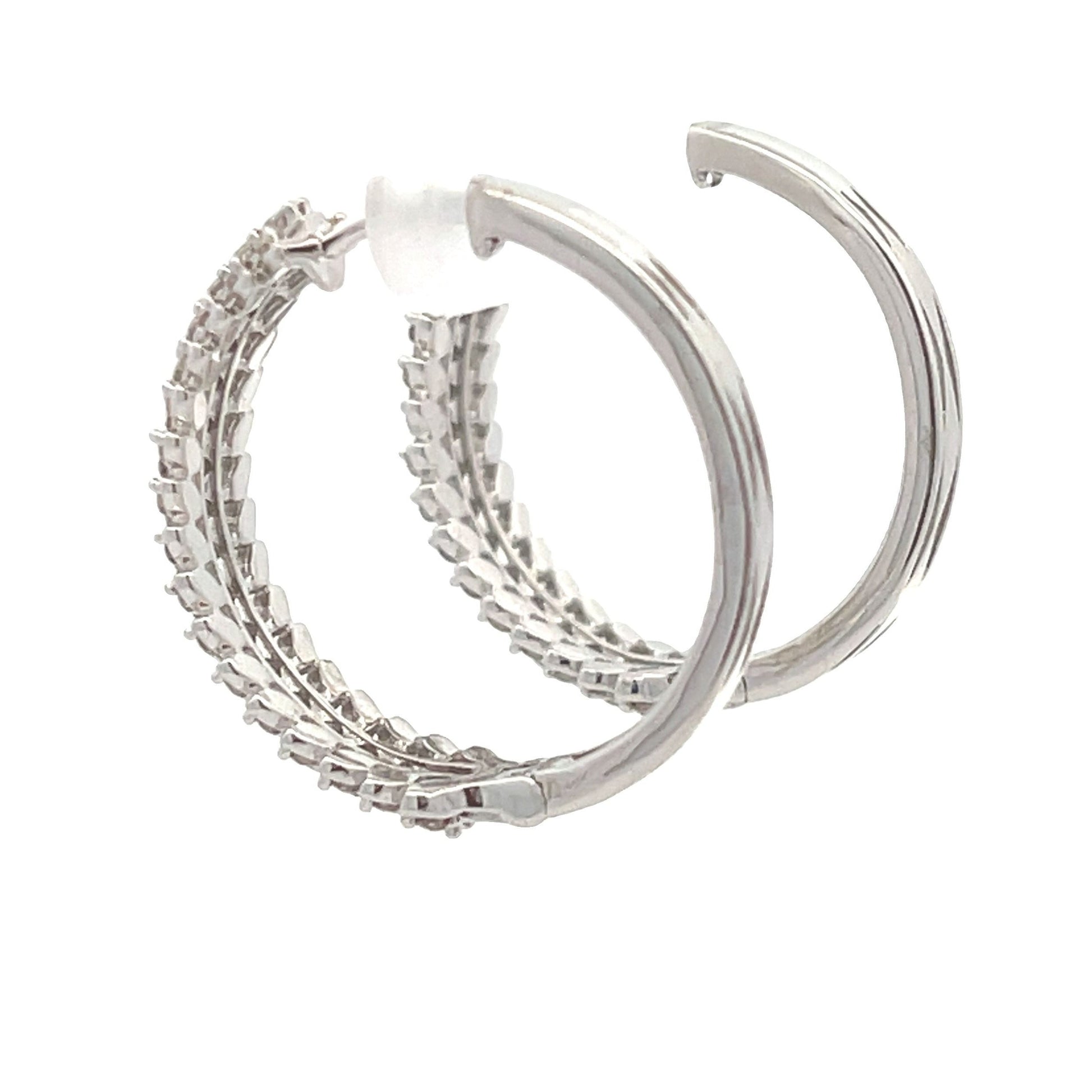 Natural 1.02ct Diamond Hoop Earrings 10KT White Gold Bids.com