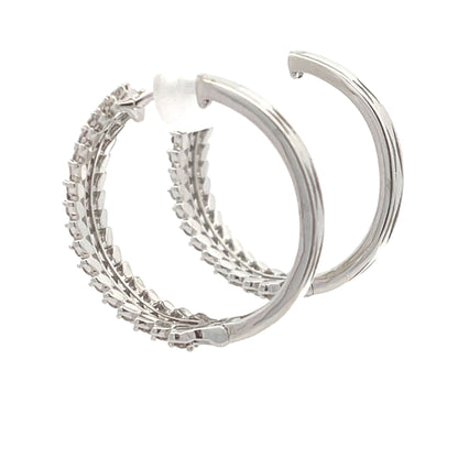 Natural 1.02ct Diamond Hoop Earrings 10KT White Gold Bids.com