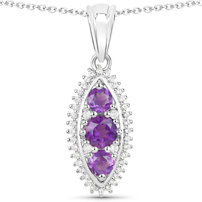 3.60 Carat Genuine Amethyst and White Topaz .925 Sterling Silver 3 Piece Jewelry Set (Ring, Earrings, and Pendant w/ Chain) Bids.com