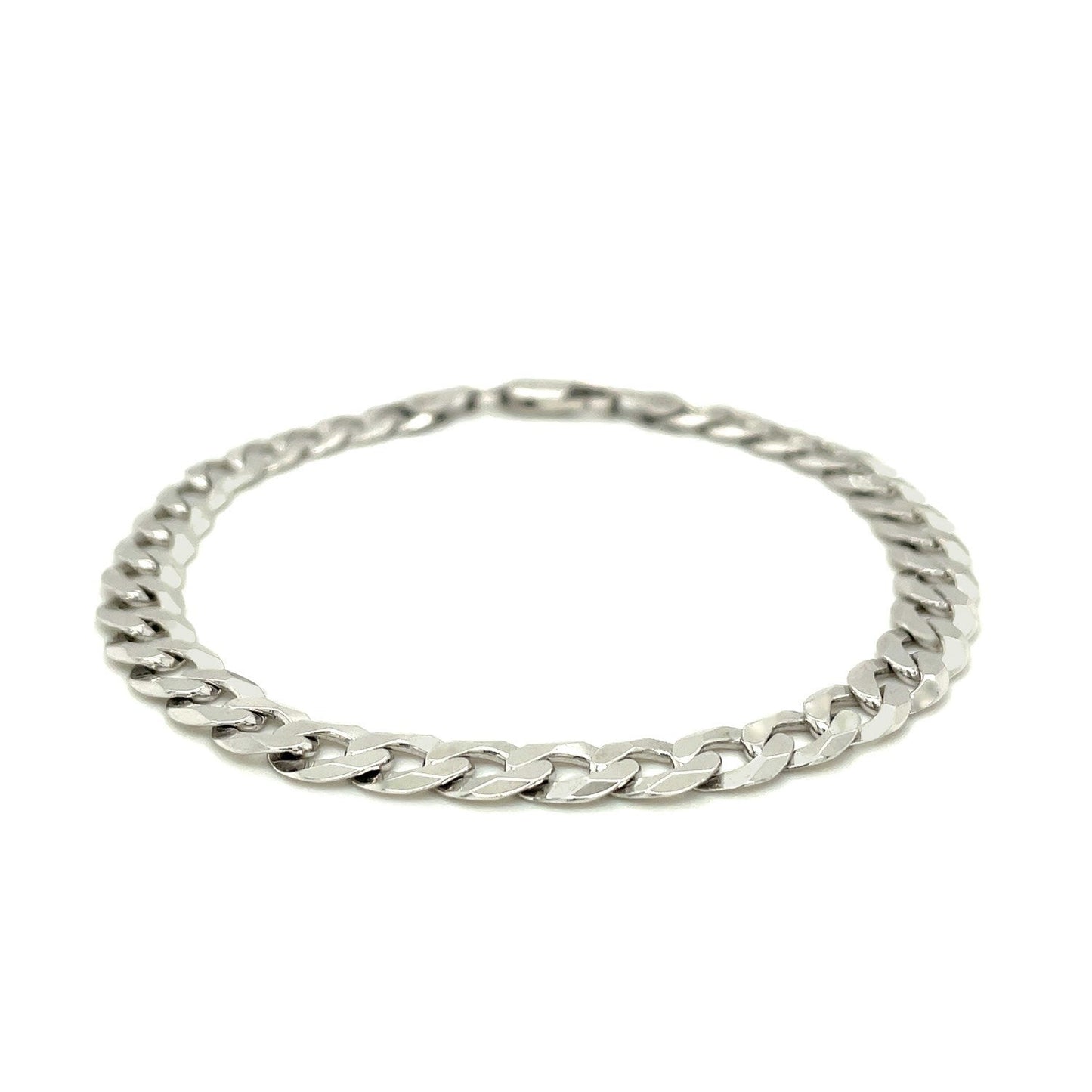 Rhodium Plated 7.2mm Sterling Silver Curb Style Bracelet Bids.com