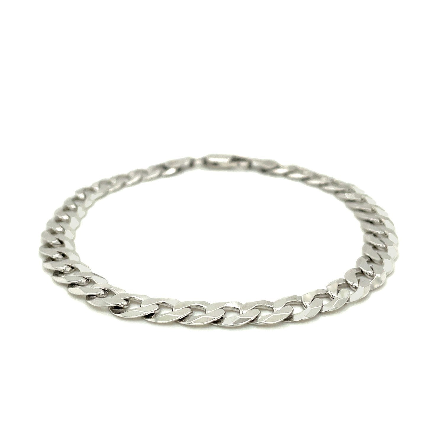 Rhodium Plated 7.2mm Sterling Silver Curb Style Bracelet Bids.com