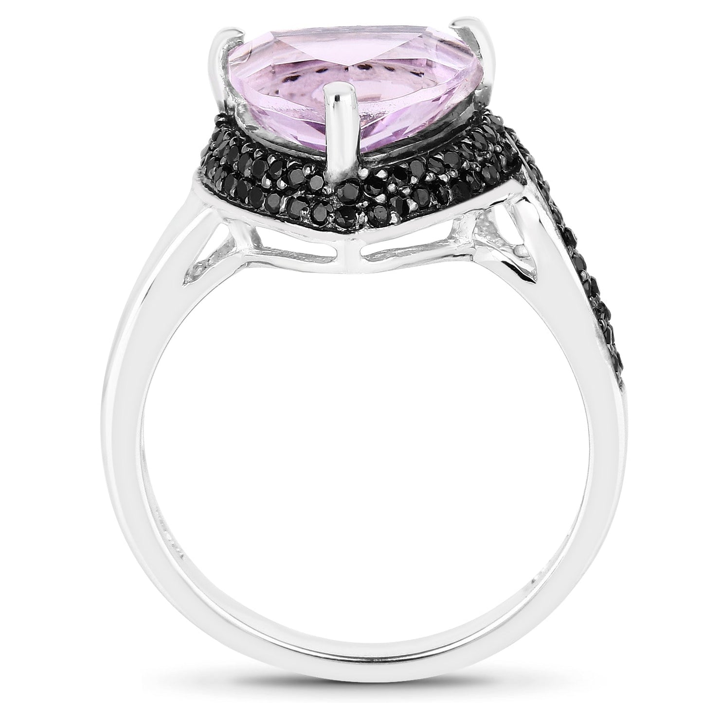 3.53 Carat Genuine Pink Amethyst and Black Spinel .925 Sterling Silver Ring Bids.com