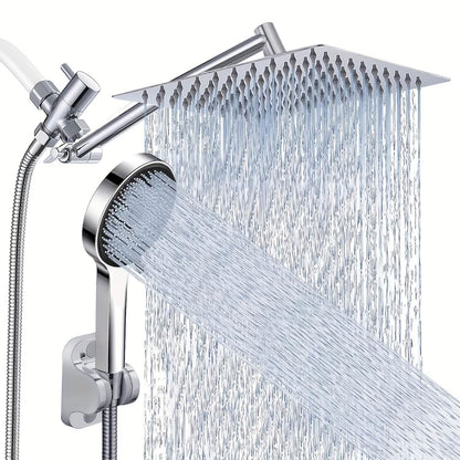 High Pressure Rainfall & Handheld Shower Head – Adjustable, Chrome/Black DailySale