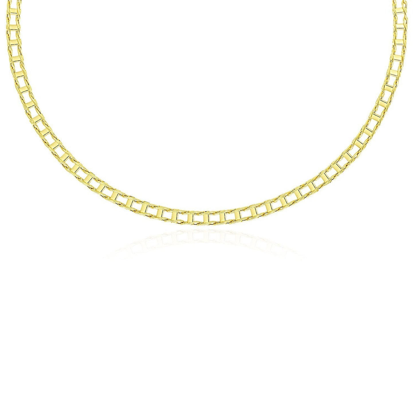14k Yellow Gold Men's Necklace with Track Design Links Bids.com